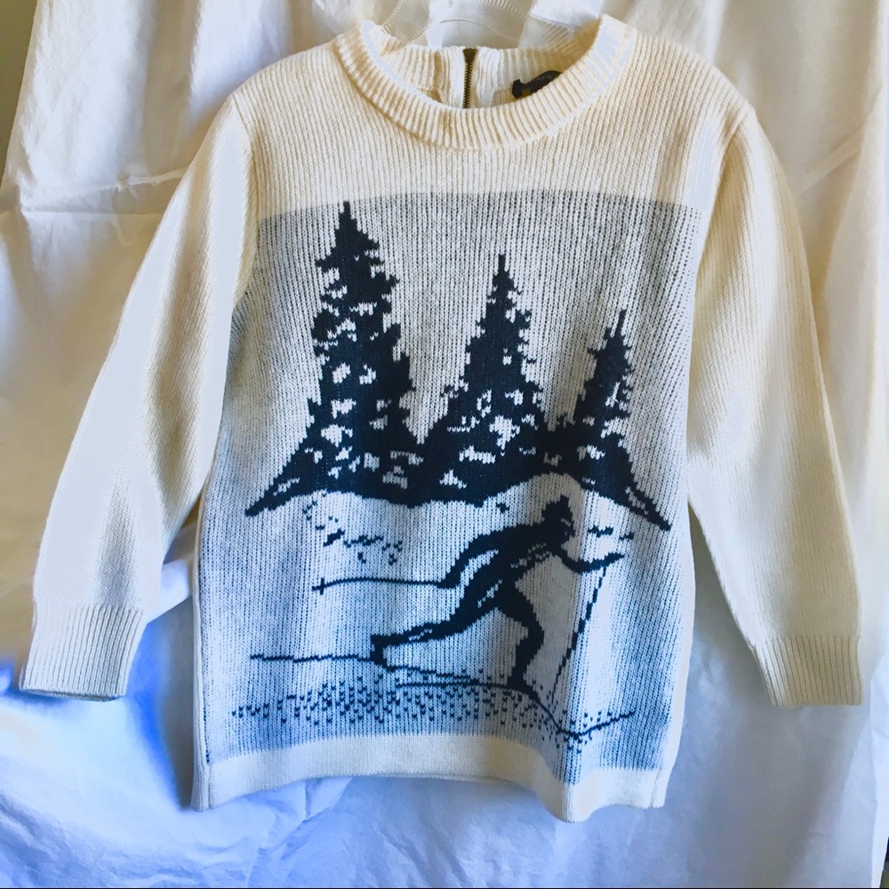 J crew 100% wool sweater with skier M